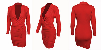 Κομψό γυναικείο κοντό φόρεμα με βαθύ λαιμόκοψη σε τρία χρώματα