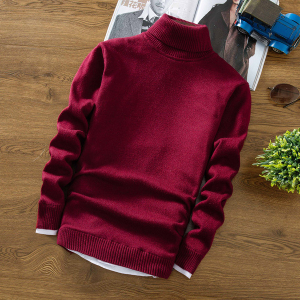 Μοντέρνο ανδρικό πουλόβερ  με υψηλό γιακά σε διάφορα χρώματα