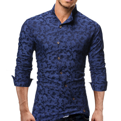 Модерна мъжка камуфлажна риза с асиметрично закопчаване в три цвята