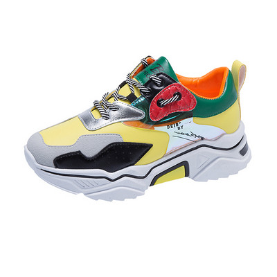 Adidasi moderni de dama colorati cu talpa inalta si aspra