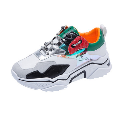 Adidasi moderni de dama colorati cu talpa inalta si aspra