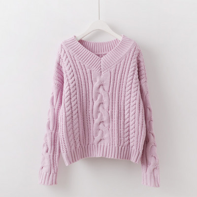 Pulover de dama modern cu decolteu spitz - in mai multe culori