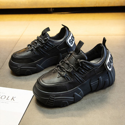 ΝΕΟ μοντέλο μοντέρνα γυναικεία αθλητικά παπούτσια με ψηλό τακούνι σε μαύρο, ασημί και μπεζ χρώμα