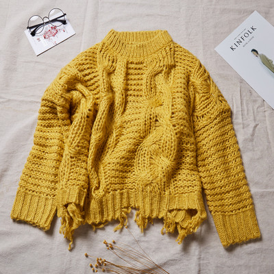 Μοντέρνο γυναικείο πουλόβερ  με λαιμόκοψη O - πολλά χρώματα