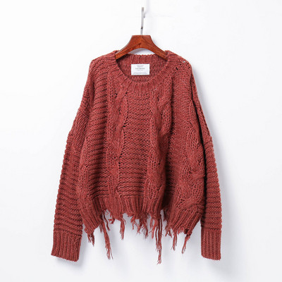 Μοντέρνο γυναικείο πουλόβερ  με λαιμόκοψη O - πολλά χρώματα