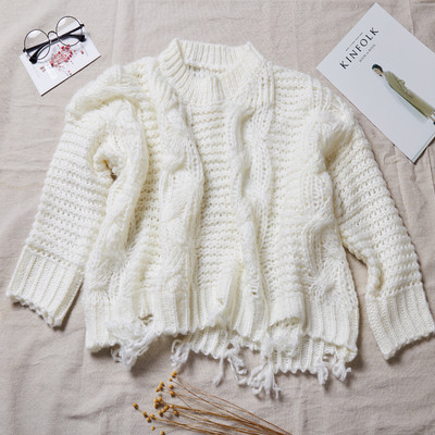 Μοντέρνο γυναικείο πουλόβερ  με λαιμόκοψη O - πολλά χρώματα