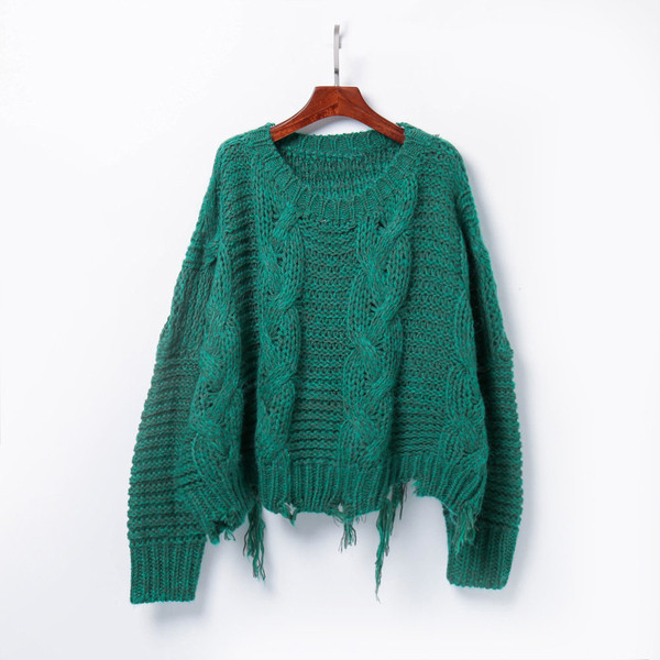 Μοντέρνο γυναικείο πουλόβερ  με λαιμόκοψη O - πολλά χρώματα