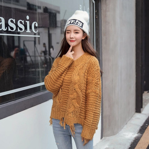 Μοντέρνο γυναικείο πουλόβερ  με λαιμόκοψη O - πολλά χρώματα