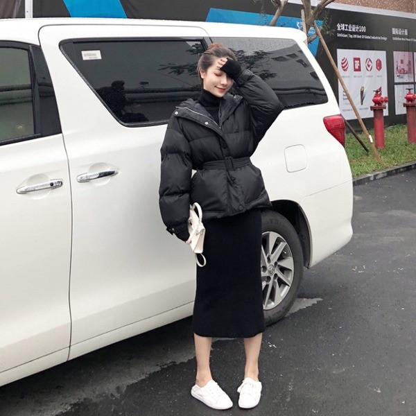 Hosszú téli kabát három színben övvel