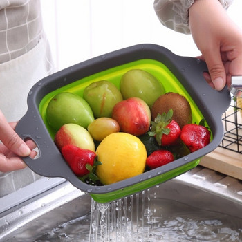 Кухненска сгъваема цедка за измиване на плодове и зеленчуци