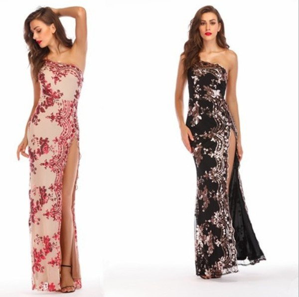 Κομψό γυναικείο μακρύ φόρεμα με σχισμή και κομψό αποτέλεσμα σε τρία χρώματα