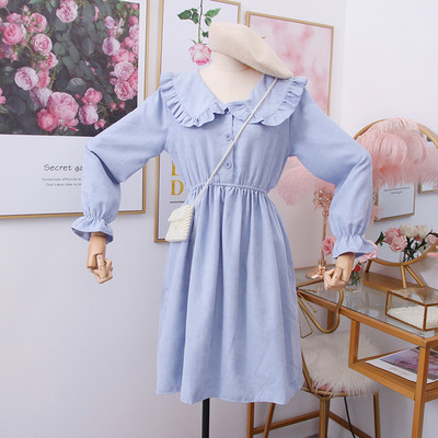 Νέο μοντέλο καθημερινό γυναικείο φόρεμα με κουμπιά σε καφέ και μπεζ χρώμα