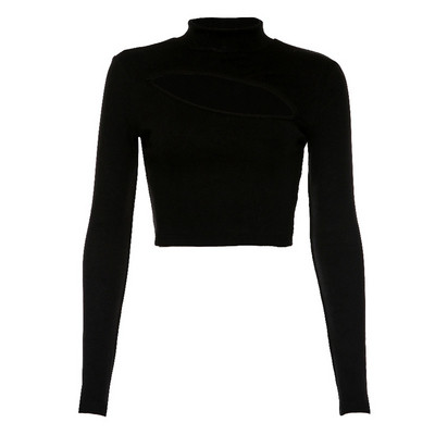 Lezser női rövid blúz magas gallérral és hosszú ujjú két színben