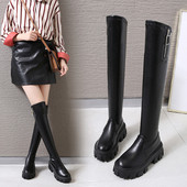 Modern női bőrcsizma durva és magas talppal - két modell