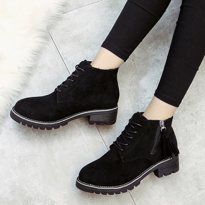 Γυναικείες casual μπότες σουέτ με κορδόνια σε μαύρο και πράσινο χρώμα