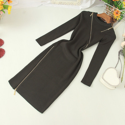 Rochie moderna de dama cu decolteu oval si fermoar in mai multe culori