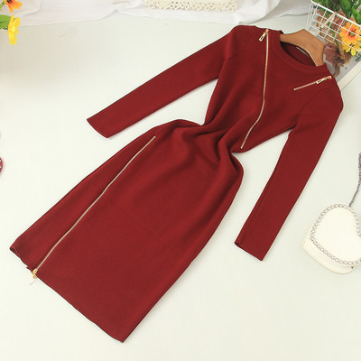 Rochie moderna de dama cu decolteu oval si fermoar in mai multe culori