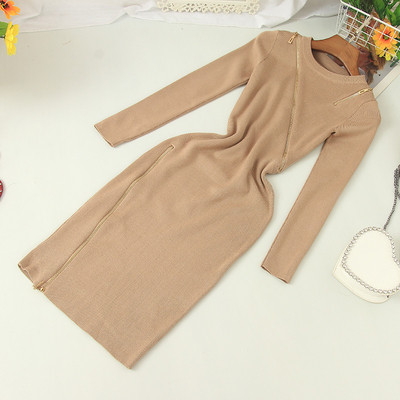 Rochie moderna de dama cu decolteu oval si fermoar in mai multe culori