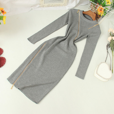 Rochie moderna de dama cu decolteu oval si fermoar in mai multe culori