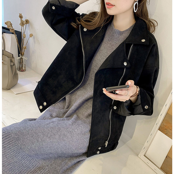 Női kabát cipzárral és gombokkal, három színben