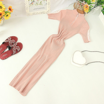 Rochie moderna de dama cu maneci scurte si fermoar in mai multe culori