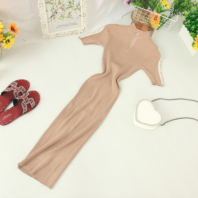 Rochie moderna de dama cu maneci scurte si fermoar in mai multe culori