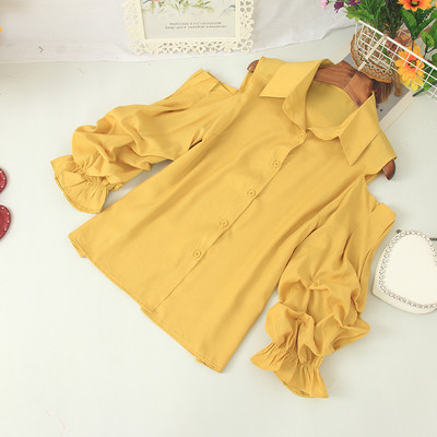 Μοντέρνο γυναικείο πουκάμισο με κουμπιά και γυμνούς ώμους σε διάφορα χρώματα