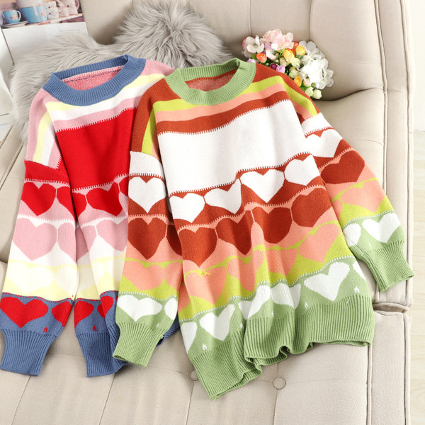 Χρωματιστό γυναικείο πουλόβερ σε τρία χρώματα