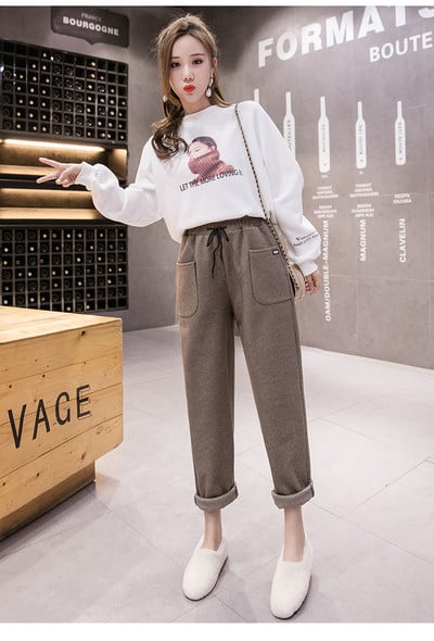 Καθημερινό γυναικείο παντελόνι με τσέπες και κορδόνια