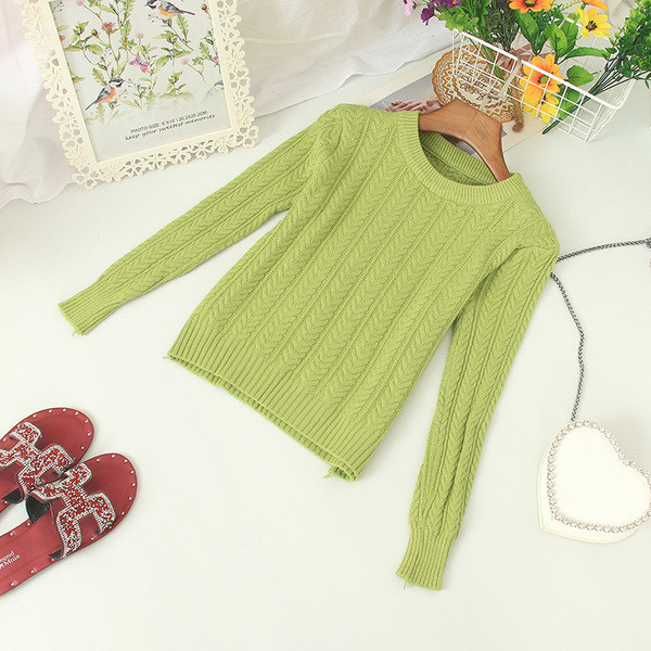 Καθημερινό γυναικείο πουλόβερ με ωοειδές λαιμόκοψη και μακριά μανίκια σε διάφορα χρώματα