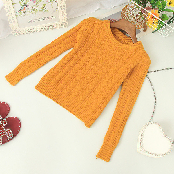 Καθημερινό γυναικείο πουλόβερ με ωοειδές λαιμόκοψη και μακριά μανίκια σε διάφορα χρώματα