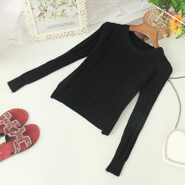 Καθημερινό γυναικείο πουλόβερ με ωοειδές λαιμόκοψη και μακριά μανίκια σε διάφορα χρώματα