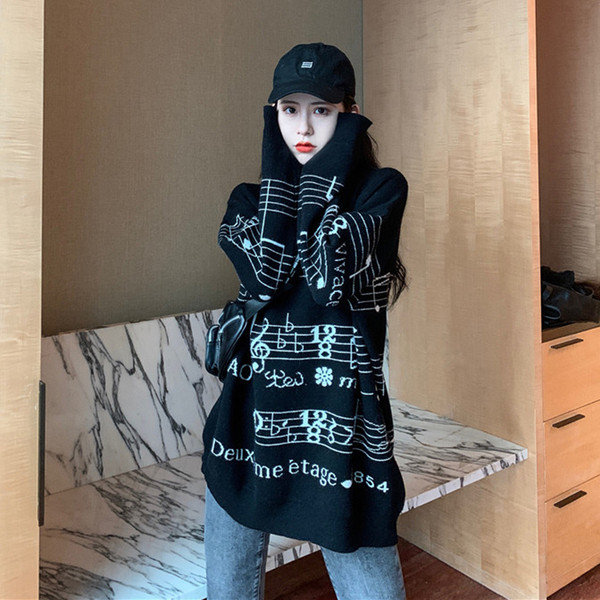 Μακρύ πουλόβερ με εφαρμογή σε λευκό και μαύρο χρώμα