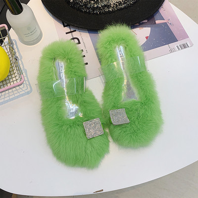 ÚJ Modern női papucs tollal zöld, fekete és fehér színben