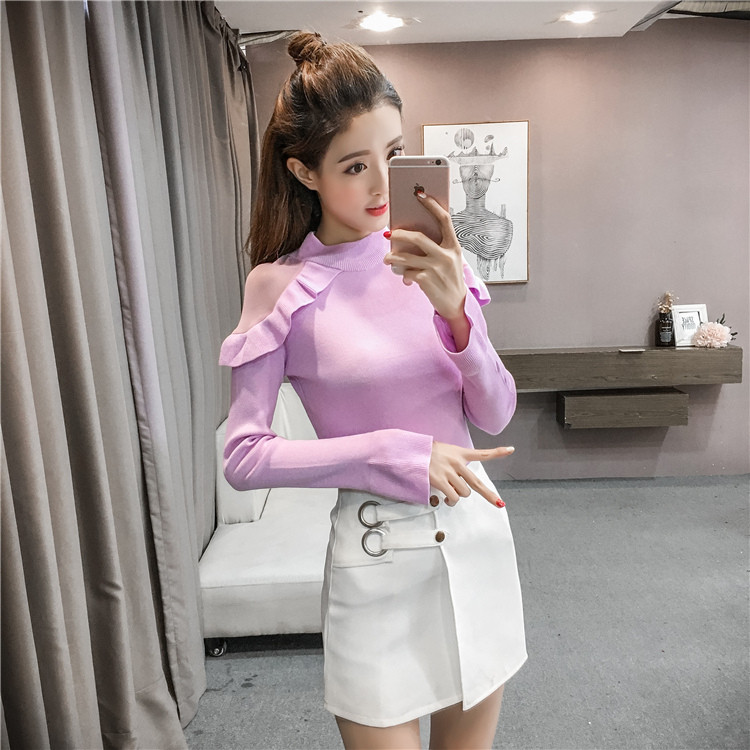 Μοντέρνο γυναικείο πουλόβερ με κολάρο και τούλι  σε μαύρο, πράσινο και ροζ χρώμα