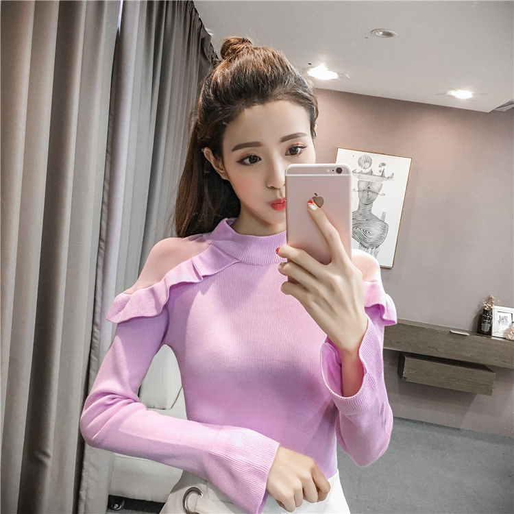 Μοντέρνο γυναικείο πουλόβερ με κολάρο και τούλι  σε μαύρο, πράσινο και ροζ χρώμα