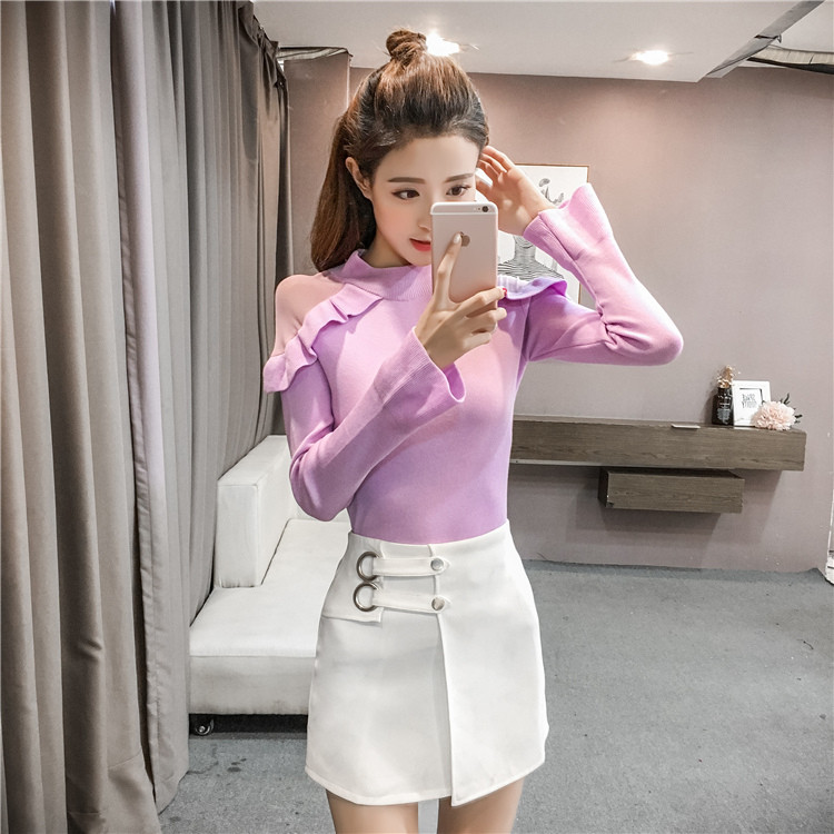 Μοντέρνο γυναικείο πουλόβερ με κολάρο και τούλι  σε μαύρο, πράσινο και ροζ χρώμα