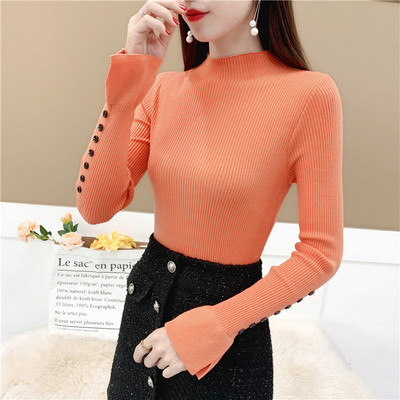 Νέο μοντέλο γυναικείο πουλόβερ  με χαμηλό κολάρο και κουμπιά