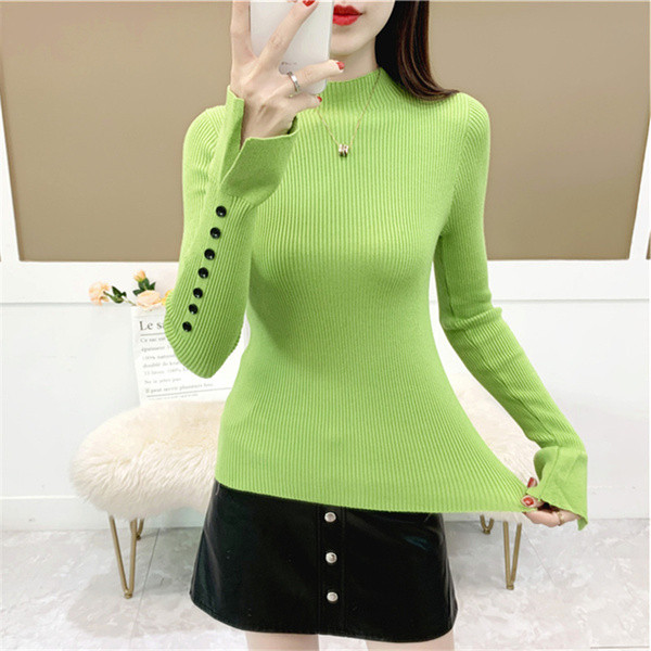 Νέο μοντέλο γυναικείο πουλόβερ  με χαμηλό κολάρο και κουμπιά 