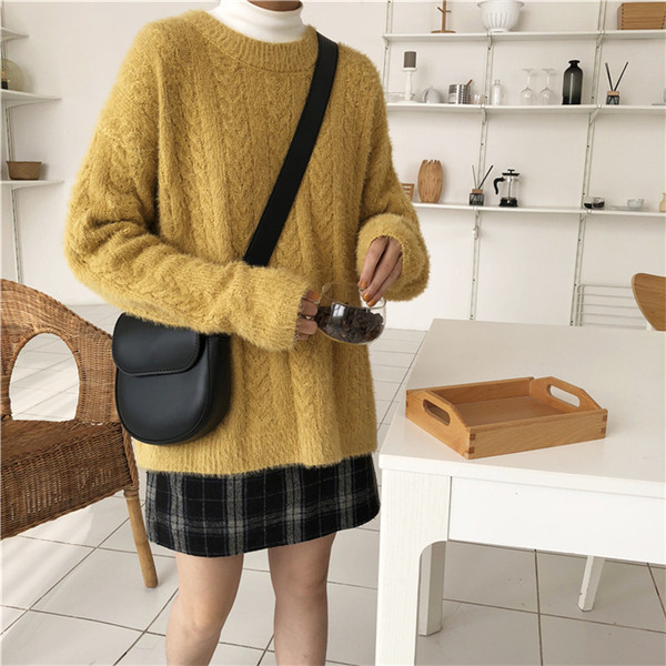 Modern női pulóver kerek nyakkivágással, több színben