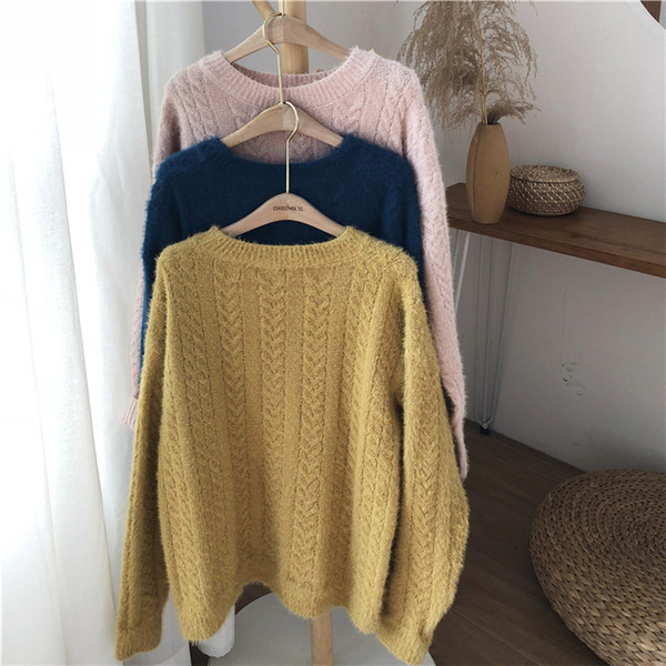 Modern női pulóver kerek nyakkivágással, több színben
