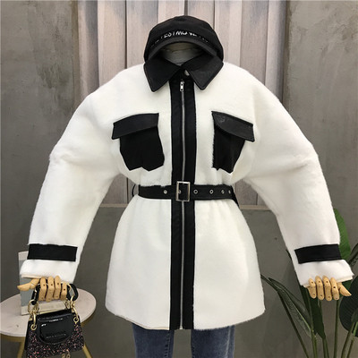 Model nou de palton de dama din puf cu centura si fermoar in mai multe culori