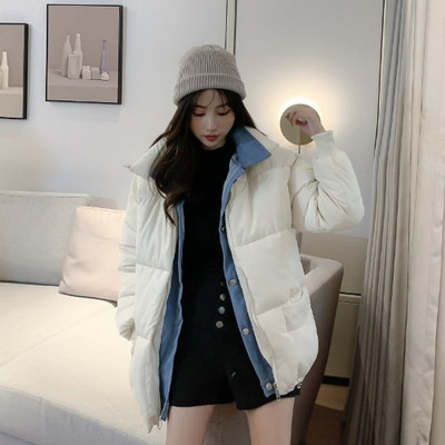 Geaca de iarna de dama cu fermoar alb si negru