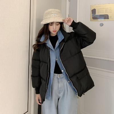 Geaca de iarna de dama cu fermoar alb si negru