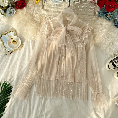 Camasa moderna de dama cu panglica si efect stralucitor in mai multe culori