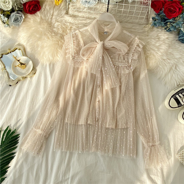 Camasa moderna de dama cu panglica si efect stralucitor in mai multe culori