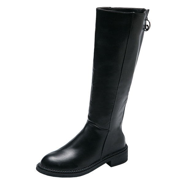 Μοντέρνες γυναικείες έκο δερμάτινες μπότες μυτερό μοντέλο σε μαύρο χρώμα