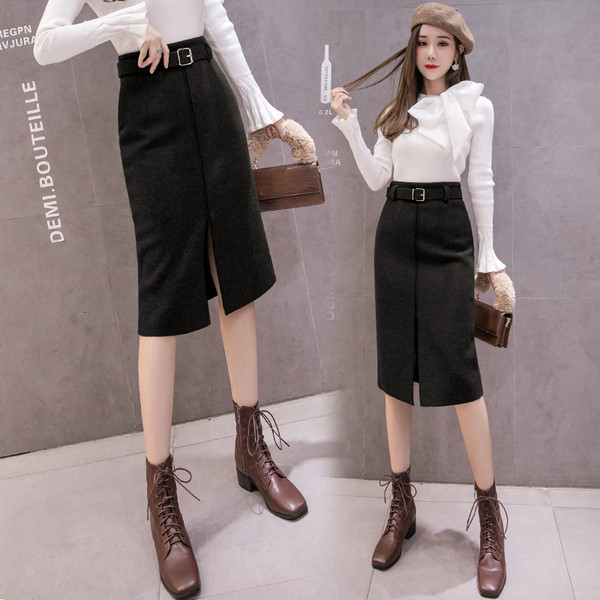 Fusta de dama casual model nou cu curea de culoare maro si negru