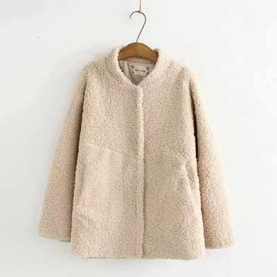 Palton scurt de dama modern cu buzunare si decolteu O in trei culori