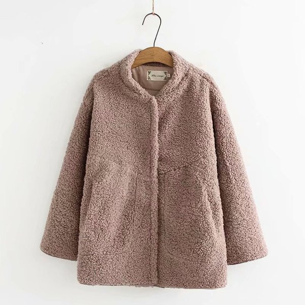 Palton scurt de dama modern cu buzunare si decolteu O in trei culori